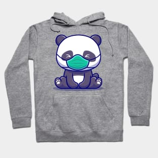 Cute Panda Sitting And Wearing Mask Hoodie